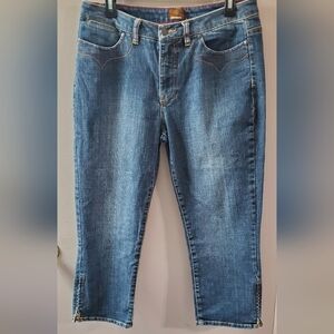 Momento Western Style Blue Cropped Jeans for Women. Zipper Cuffs Sz 10